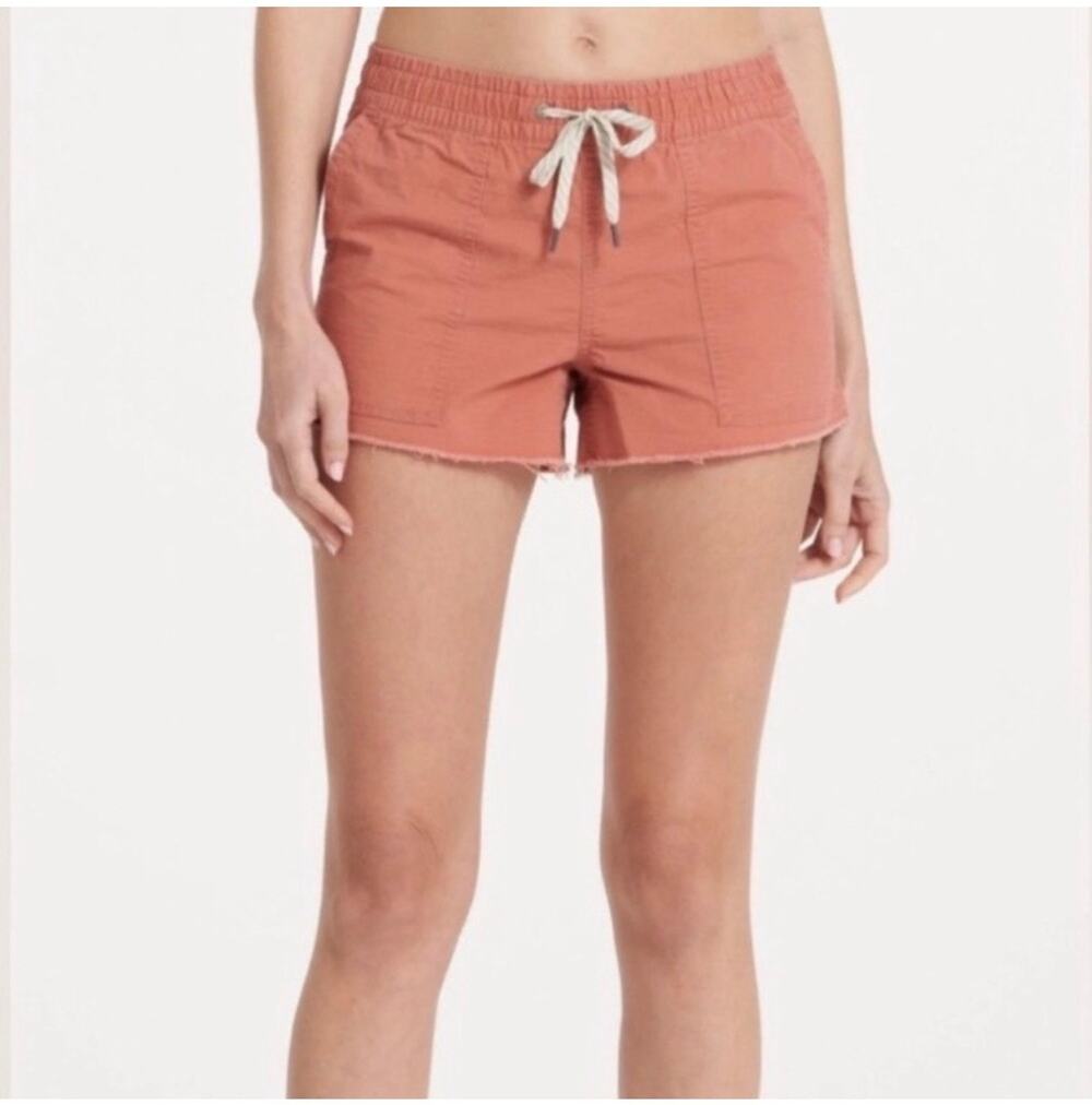 Vuori Shorts Women Large Orange Ripstop Organic Cotton Hiking Casual Travel Trek